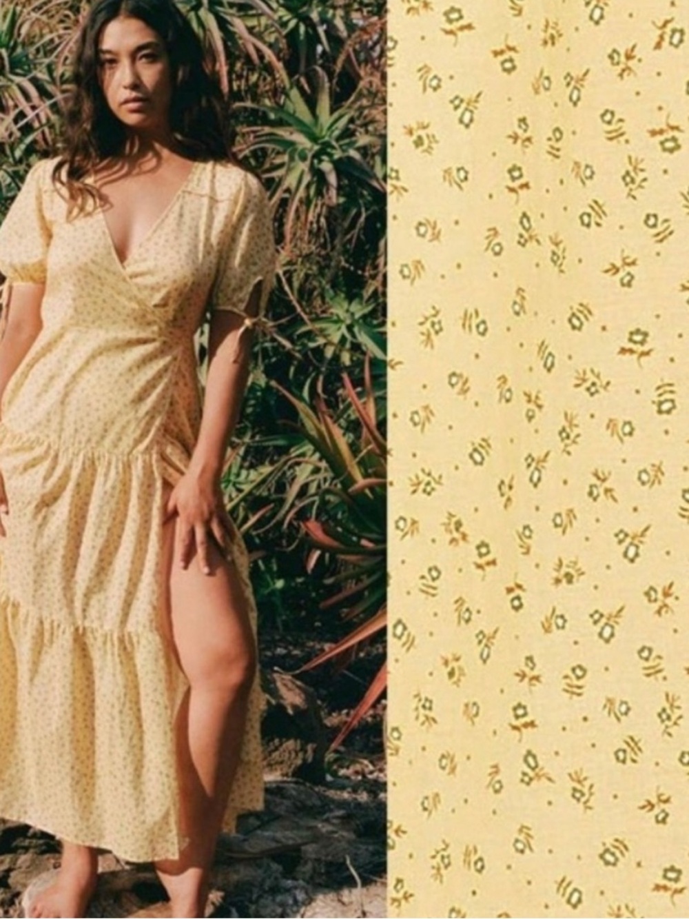 Christy Dawn Augusta Wrap Maxi Dress Yellow Floral - Picture 4 of 4